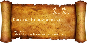 Kosina Kreszcencia névjegykártya